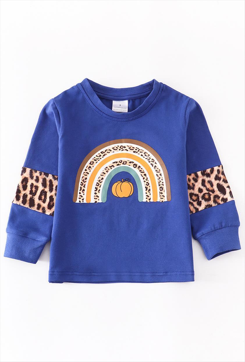 

fall winter boys halloween rainbow print baby long sleeve blue clothes