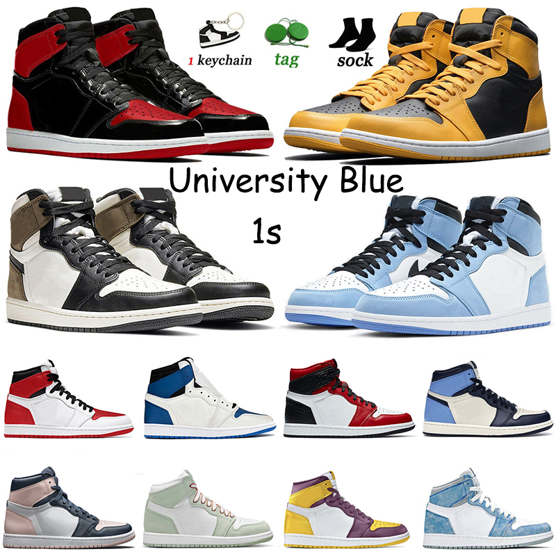 

University Blue 1s High OG men women Basketball Shoes Pollen Jumpman 1 Dark Mocha UNC Cactus Jack Hyper Chicago Patent Bred Brotherhood royal toe trainers sneakers, A#3 cactus jack 36-47