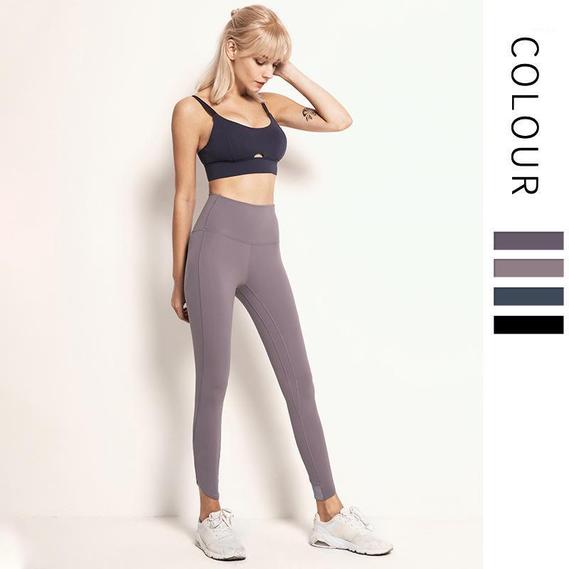 

Yoga Outfit High Waist Nude Feel Pocket Leg Opening Spun Yarn Skinny Hip Raise Fitness Sports Cropped Pants Ladies, Dark green
