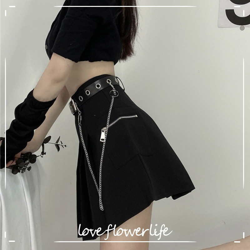 

Zipper Pleated Mini Skirt Women Slim High Waist Y2k Sexy Gothic Black Skirt Autumn Women Clothing Korea Fashion Midi Skirt 210521, Gray