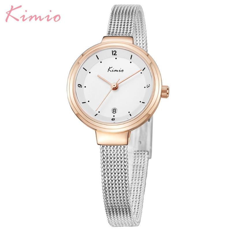 

Wristwatches KIMIO Luxury Fashion Women's Watches Quartz Watch Bracelet Stainless Steel Mesh Strap Waterproof Relogio Feminino, K6248s-cz2wwh