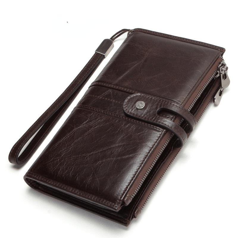 

Wallets Design Head Leather Genuine With Wrist Strap Men's Designer Handbag Three Fold Buckle Mens Holographic Wristlet Wallet, Black