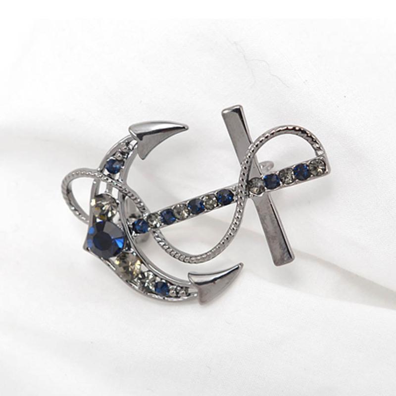 

Pins, Brooches 2022 Fashion Jewelry Luxury Crystal Rhinestone Anchor Lapel Pin For Men Brooch Broche Hijab Metal Vintage Women