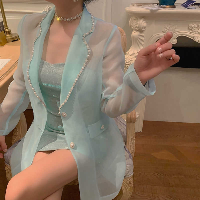 One / 2021 Summer Korean Celebrity Temperament Sunscreen + Sexy Suspender Skirt Two Piece Suit-image-702220438