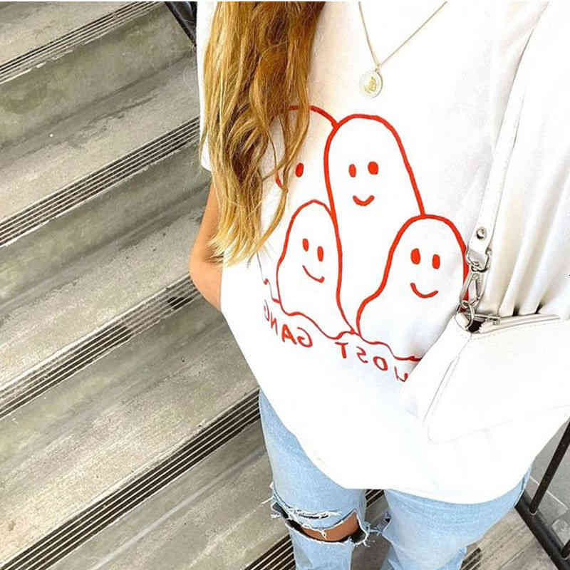 

Women' T-Shirt Student short sleeve loose women' spring and summer white cotton bottomed shirt fashion student youth top CVIJ