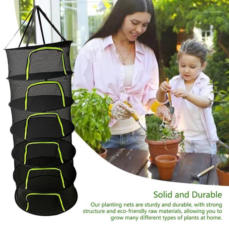 

Hangers & Racks Layers Drying Net Hanging Foldable Zip For Plants Fruits Folding Fabric Nets Bag Mesh Flowers Organizer