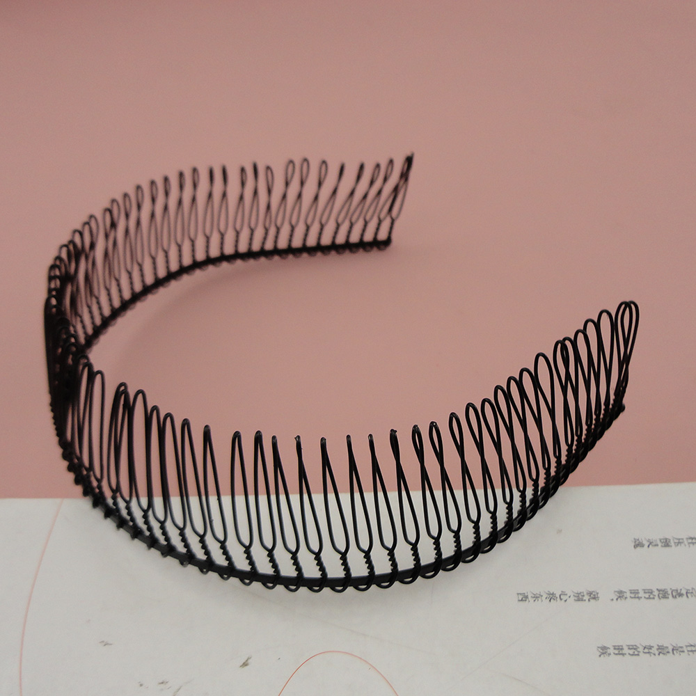 6PCS Black 3.5cm teethed Full Teeth Plain Metal Comb Headbands teethe hair hoops for women makeup grandma's ridge Hairbands-image-675575775