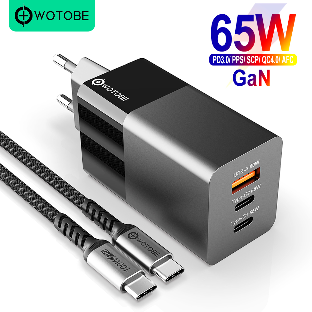 

65W GaN USB-C Wall Charger3-Port PD65W PPS 45W 20W for Laptops MacBook iPad iPhone 12 Samsung HUAWEI XIAOMI charging station