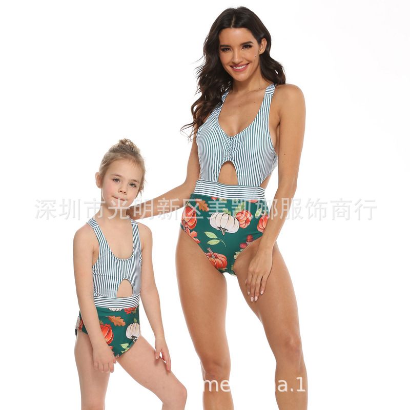 2021 Beach Open Navel Waist Down Bikini One Piece Conservative Female Swimsuit-image-678403780