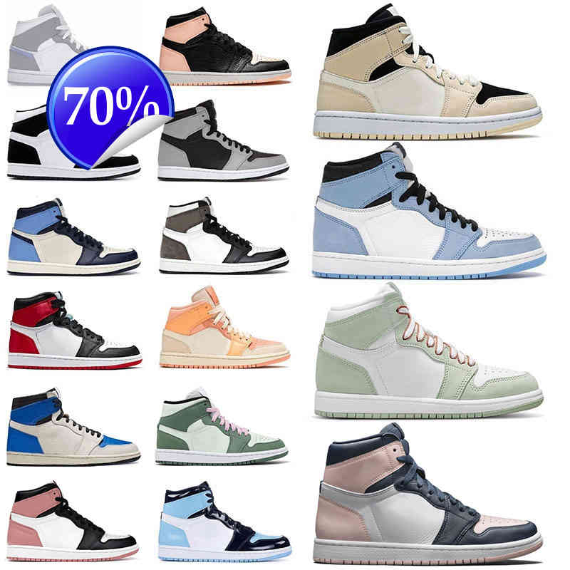 

Air Jorden 1 Jumpman 1s Mens Womens Og Basketball Shoes Bubble Gum Rust Pink University Blue Mid Grey Shadow High Obsidian Chicago Trainers, # rust pink 36-46