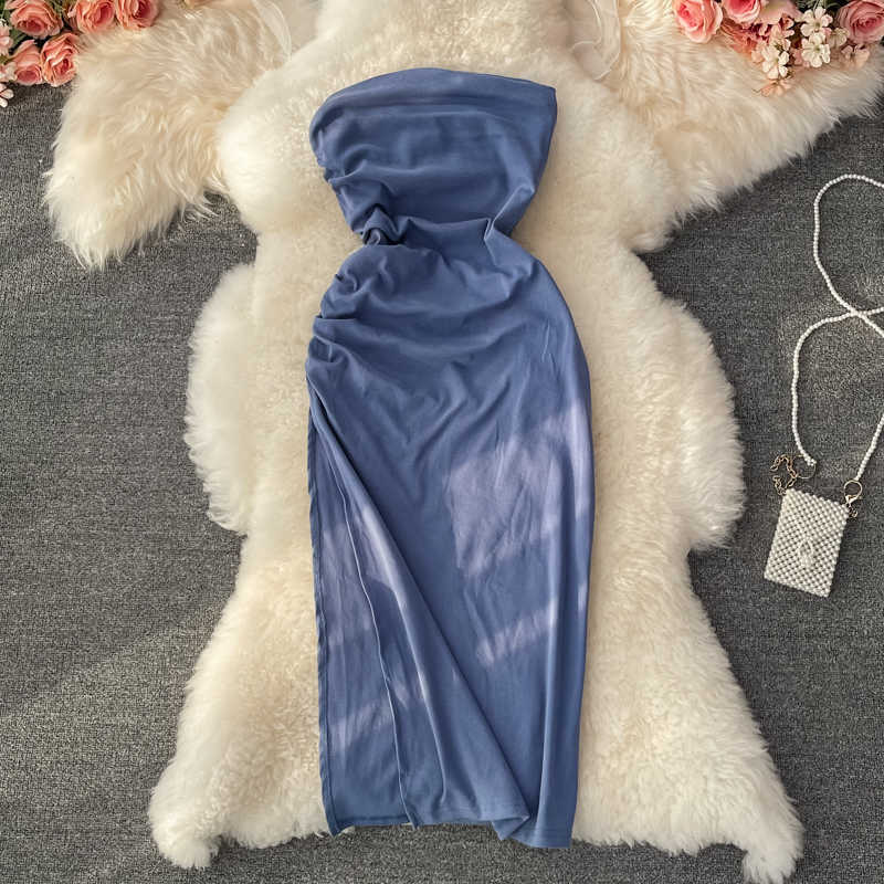 

Summer Sexy Strapless Bodycon Dress Women Blue/Gray/Khaki Off Shoulder High Waist Vestidos Ladies Vintage Robe Beach 2021 New Y0603