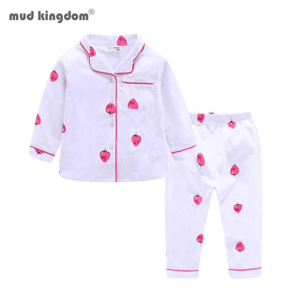 

Mudkingdom Strawberry Girls Pajamas Set with Collar Soft Cotton Jammies Pajama Outfit Sleepwear Lounge Suits 210615, Pink