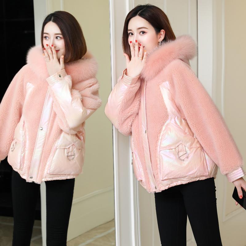 

Women's Fur & Faux Female Wool Jacket Real Winter Women Clothes 2021 Korean Vintage Warm Down Coat Sheep Shearling Tops ZT4268, Black