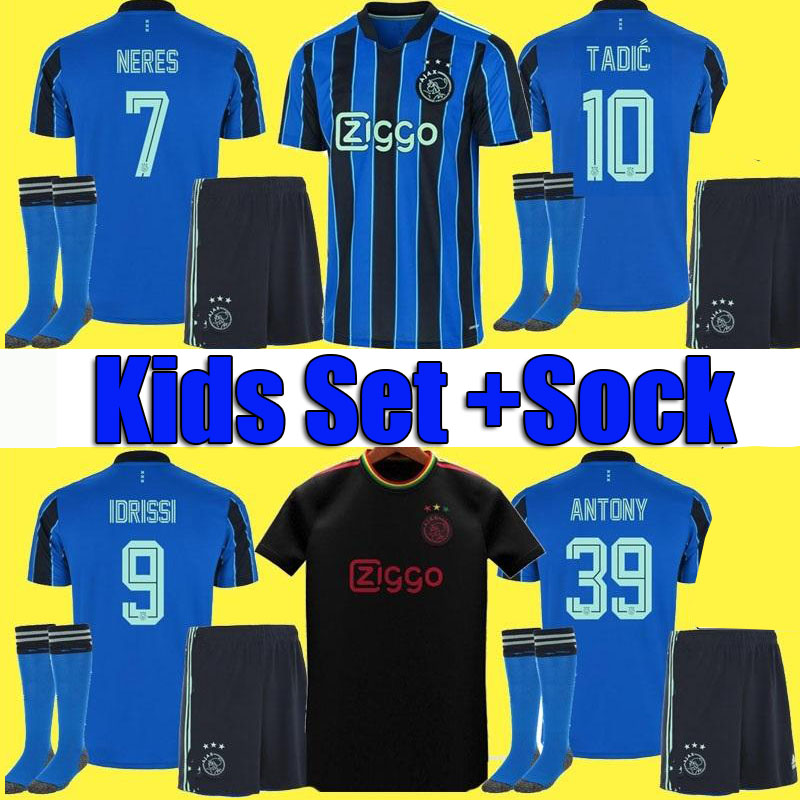 

AJAX jerseyy HALLER 21 22 away soccer jersey 2021 2022 ajax jersey TADIC KLAASSEN TRAORE PROMES NERES CRUYFF kids kit football shirt uniforms set with socks, Men away