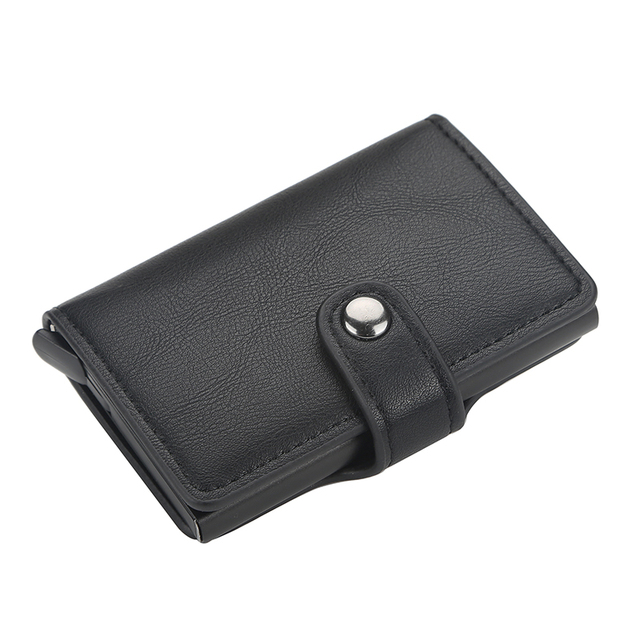 Titulaire de la carte de portefeuille en métal Boîte en métal Hommes Carbon Femmes ID RFID NOUVEAU ALUMINIUM VINTAGE PU CARD BUSIENCE Note et Guo
