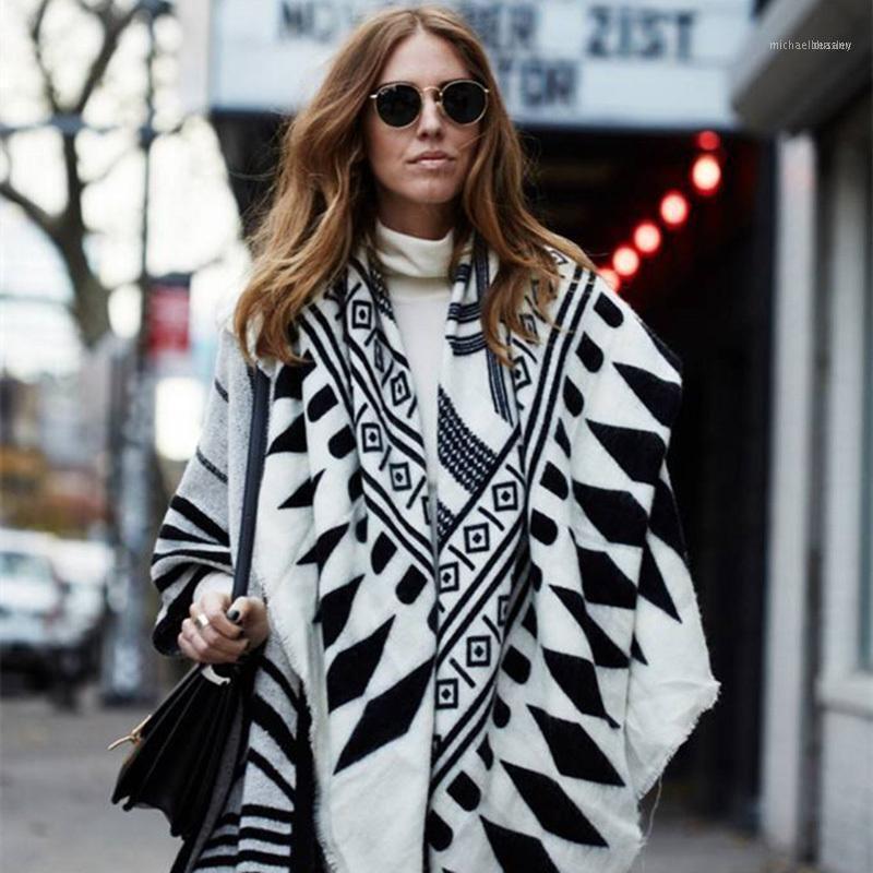 

Arrival Luxry Brand Thicken Vintage Geometric Winter Scarf Ethnic Stole Kerchief For Woman Fashion Ponchos And Capes1