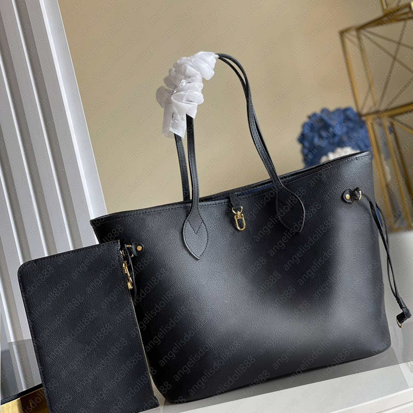 

Women black full genuine leather letters embossed tote neverfuII shopping bags with Date Code Luxurys Designers brand composite Handbags Shoulder Bag, Contact us