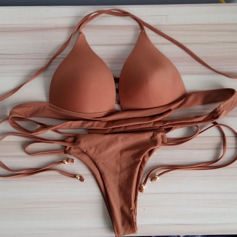 

Women' Swimwear 2021 Women Bandage Thong Brazilian Bikinis Female Swimsuit Bikini Set Sexy Green Bandeau Push Up Beachwear Biquini, Style 1