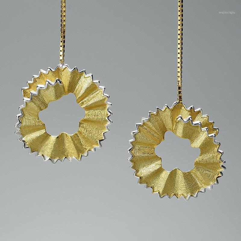 

Dangle & Chandelier JUXO S925 Sterling Silver Creative Pencil Shavings Pendant Long Women's Earrings Personality Fashion Exquisite Jewelry