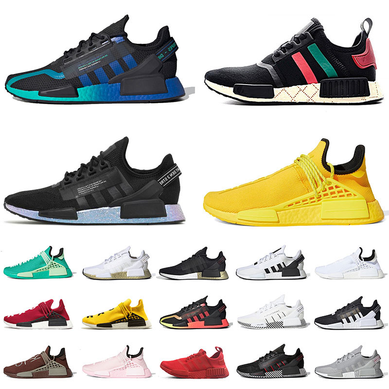 

Pharrell Williams x NMD R1 v2 Human Race Trail Running Shoes Mens Womens Sports Sneakers Hu Bright Yellow Aqua Tones Bee Dazzle Camo Japan White Men Women Trainers, C25 36-47