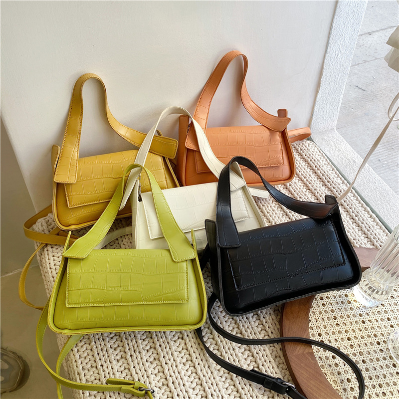 

Square Bag Casual Messenger Solid Simple 2021 New Fashion One-shoulder Female Pattern Small Stone Color Hfpmp