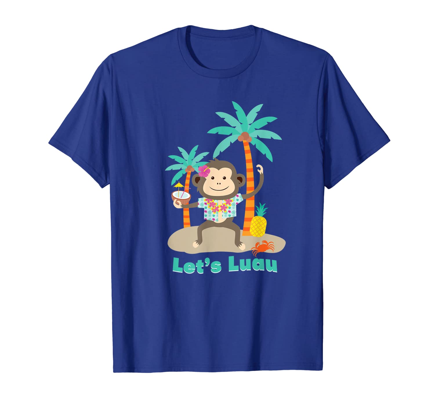 

let's luau boy monkey t shirt for hawaii palm tree, White;black