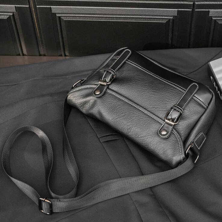 

Factory wholesale men bag outdoor leisure leather postman bags Joker Thread black mens handbag Japanese vintage leathers handbags, Black(boutique box)