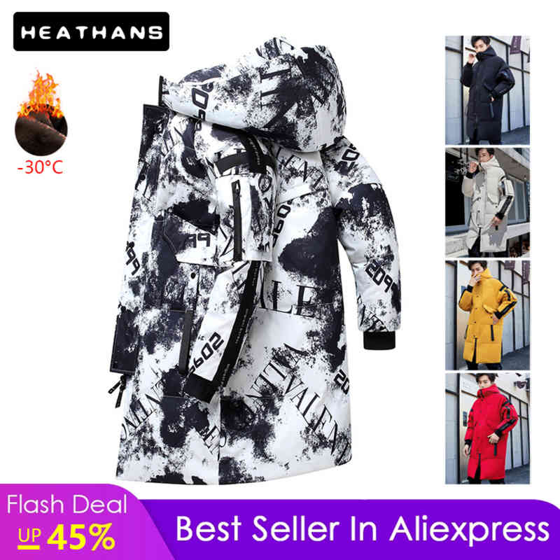 

Men's hooded down et, winter medium and long cloth, Korean fashion, 2021, Black