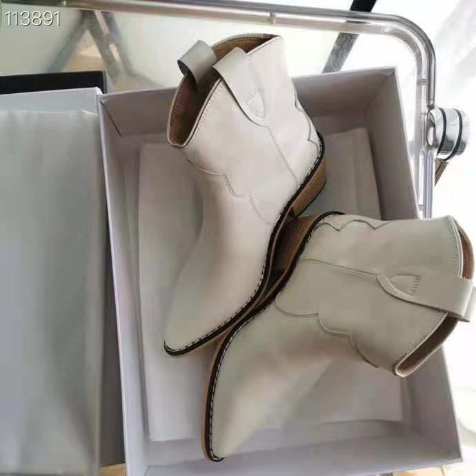 

White Isabel Paris Marant Ankle Boots Genuine Leather Dewina Fashion Show Catwalk Shoes