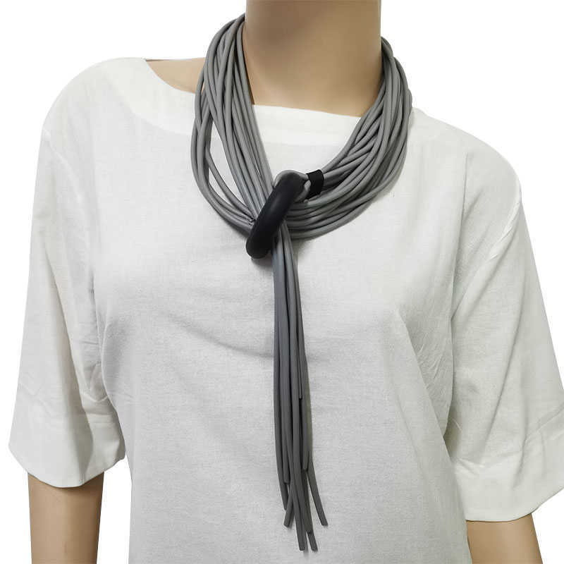 

YD&YDBZ Collocation Long Leather Rubber Rope Necklace Waist Chain Women Fashion Women's Clothes Jewelry Choker Decoration