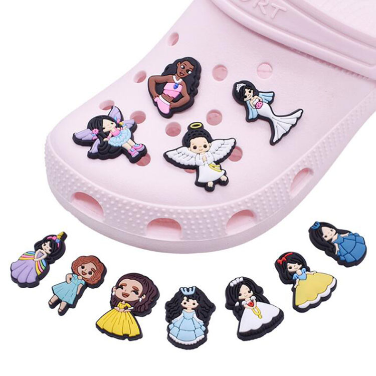 

wholesale cute cartoon croc charms pvc shoecharms buckle soft rubber hole garden shoe decoration accessories instock, White;pink