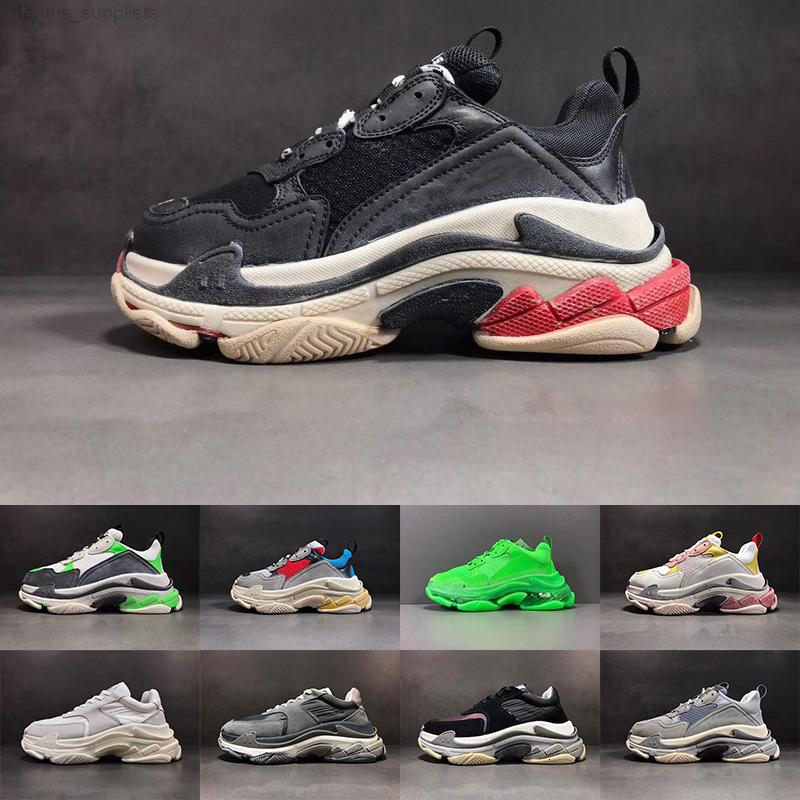 

Best Quality DHL Fast Shipping New Fashion Triple-S Sneakers Crystal Bottom Luxury Shoes Platform Men Women Old Grandpa Size 35-45, All white