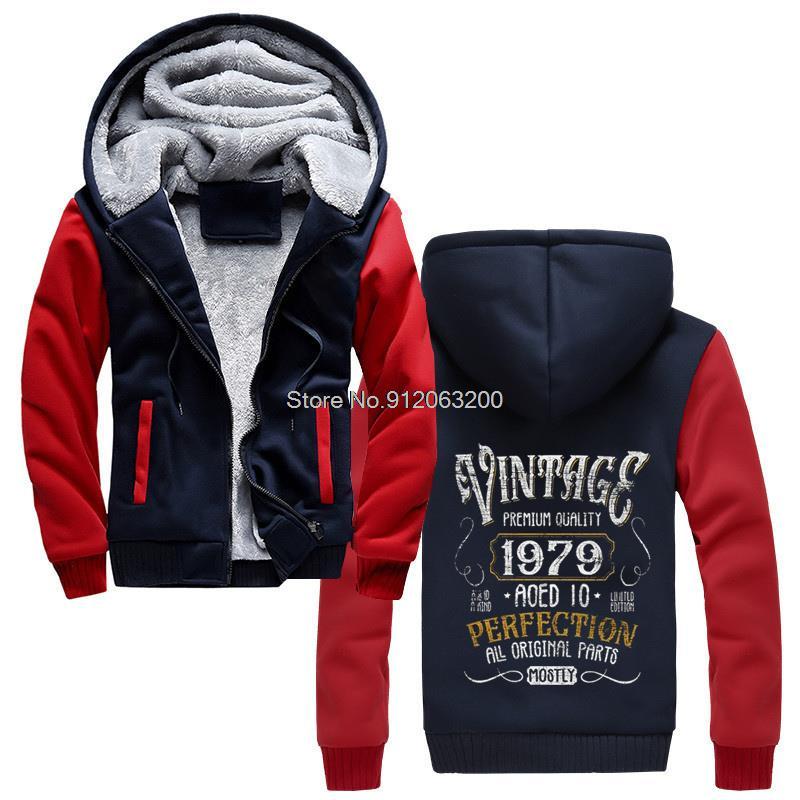 

Men' Hoodies & Sweatshirts Tvoe Vintage In 1978 Hoodie Birthday Gift Men Winter Thicken Hooded Sweatshirt Streetwear, Black