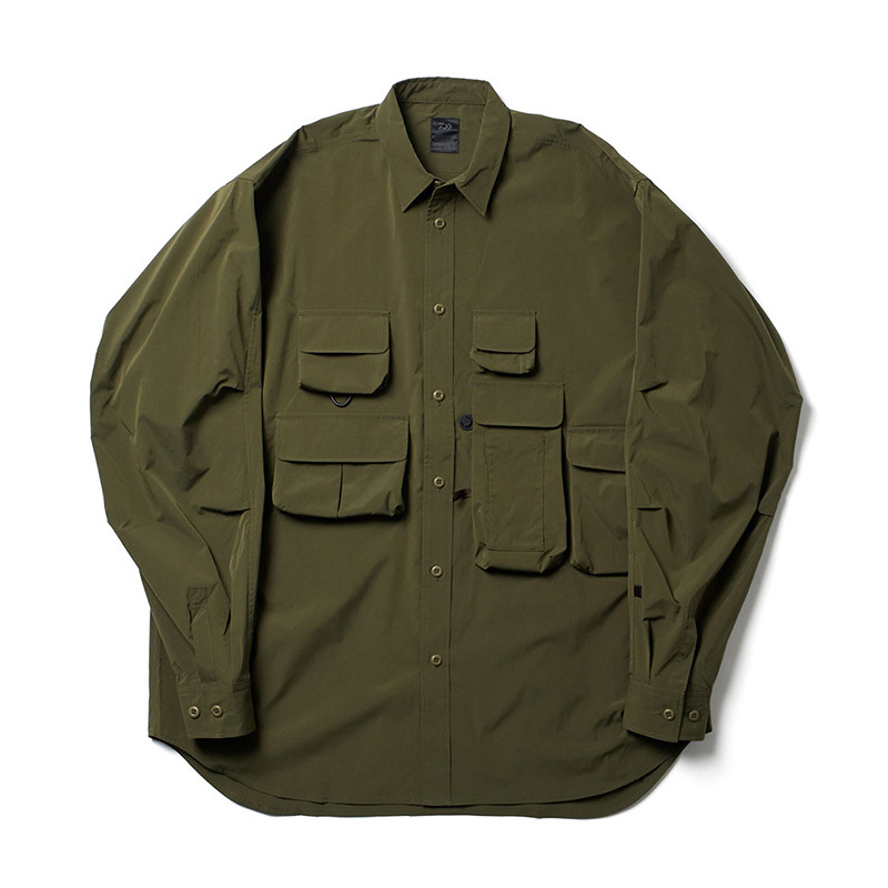 

pier39 spring summer men's fashion Daiwa casual waterproof functional wind Multi Pocket Long Sleeve Shirt, White;black