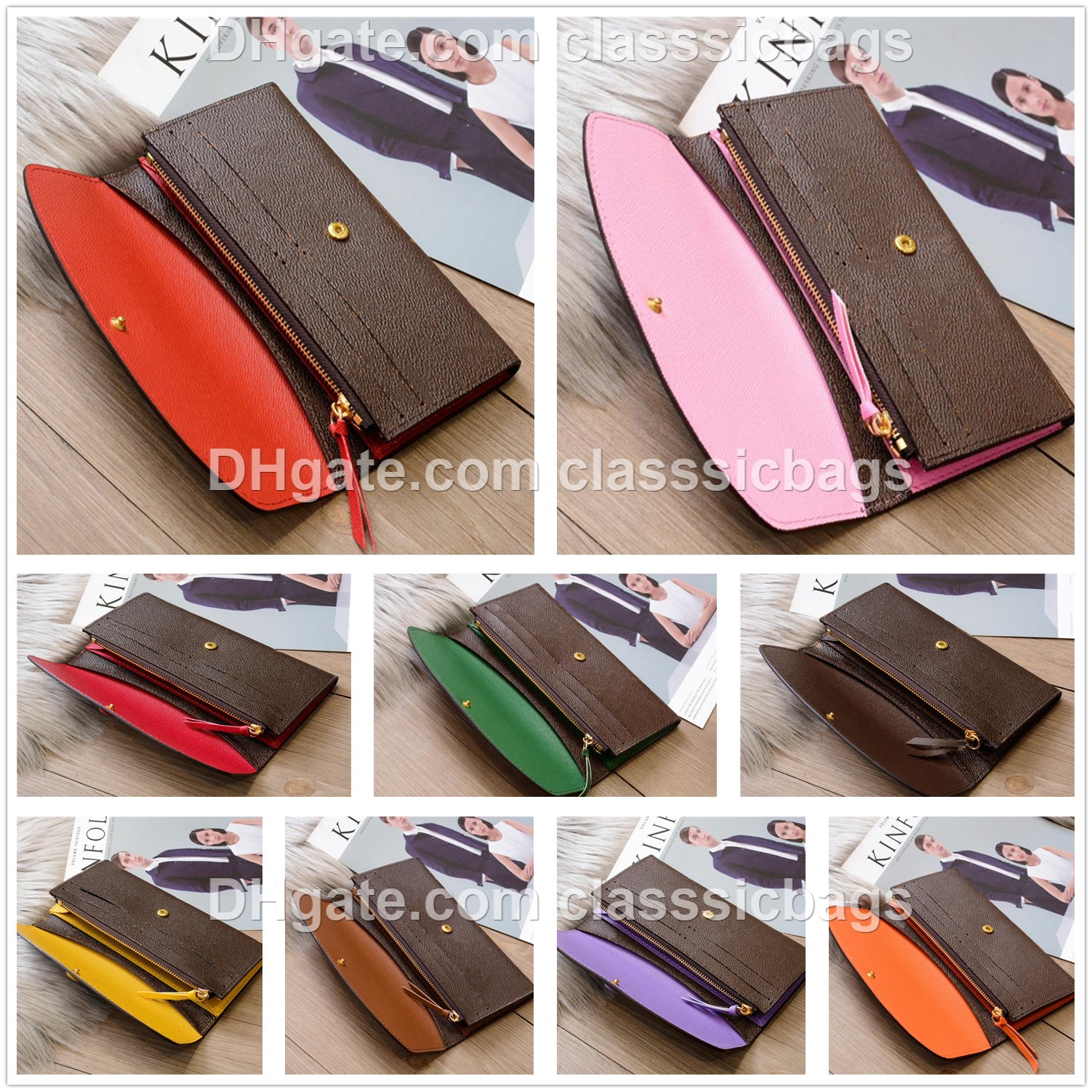 

woman long wallet multicolor coin purse handbags women original box European classic zipper pocket design men luxurys good quality fashion clutch, Red;black