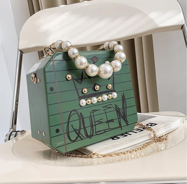 

Factory wholesale women handbag sweet and lovely Beads chain bag street fashion rivet handbags Artwork fashions Diamonds banquet shoulder bags