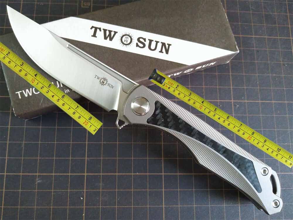 

TwoSun Knives Camping Carbon Fiber Titanium Folding Pocket Flipper Knife TS212