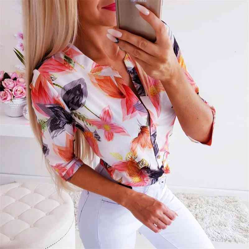 

Fashion Womens Tops And Blouses Elegant Summer Short Sleeve Floral Ol Shirt Ladies Flower Chemise Femme Blusas Streetwear, White
