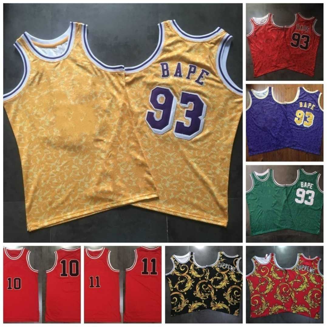 

Stitched 93 Basketball Jerseys Mens White Red Blue Yellow 93 10 Sakuragi Hanamichi 11 Rukawa Kaede, As