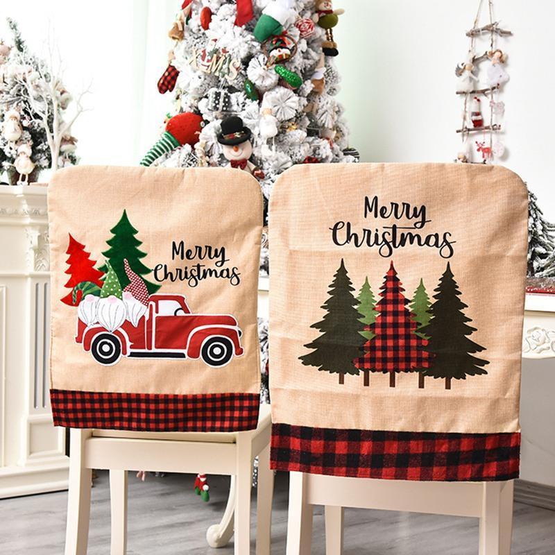 

Christmas Chair Back Cover Santa Clause Hat Decoration For Home Year Decor Decoracion Covers