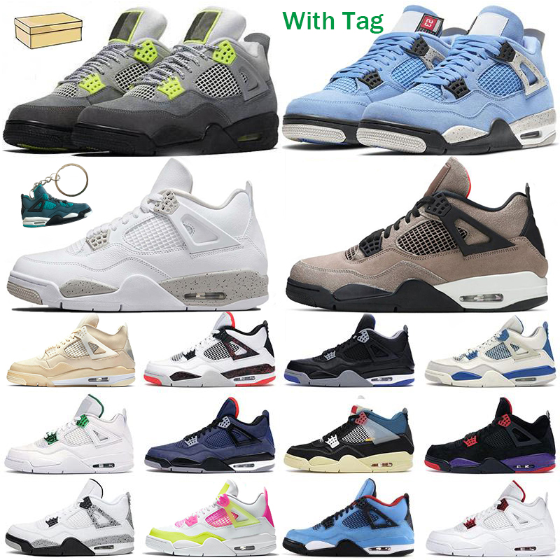 

With Box Sail 4 4s Mens Basketball Shoes Black Cat University Blue White Oreo Cactus Jack gray Men Women Sports Sneakers 36-47