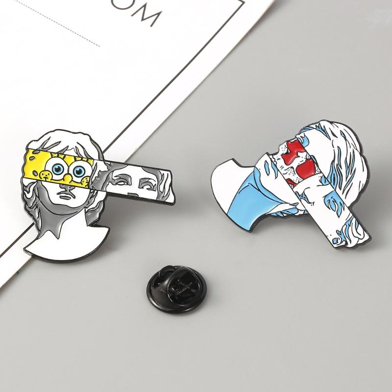 

Pins, Brooches Amazing Split Sculpture Art Enamel Pins Badge Head Portrait Plaster Statue Lapel Brooch Jewelry, Gray