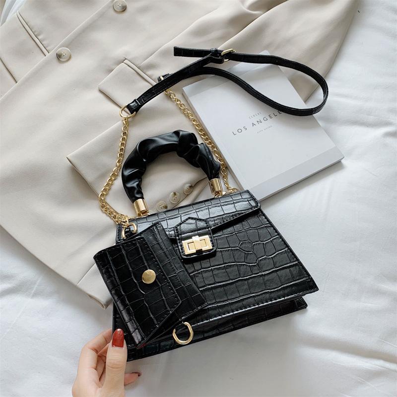 

Evening Bags 2 Pcs/set Stone Pattern Small PU Leather Cross Body For Women Elegant Travel Chain Crossbody Shoulder Handbags