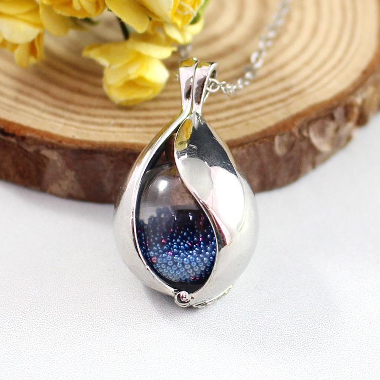 

Pendant Necklaces 2PCS Tear Drop Locket With Fillable Glass Orb Urn Necklace Memory Jewelry