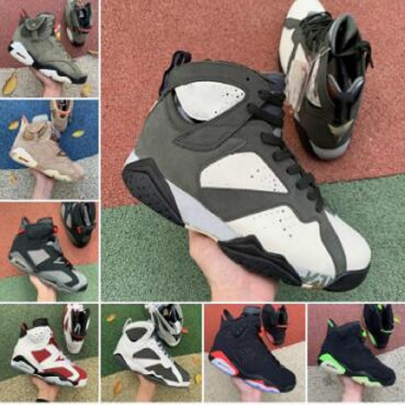 

With Box Travis British Khaki 6s Basketball Shoes Jumpman UNC 6 Carmine Infrared Midnight Navy Hare Tech Chrome Electric Green Mens Trainers Sneakers, # 9