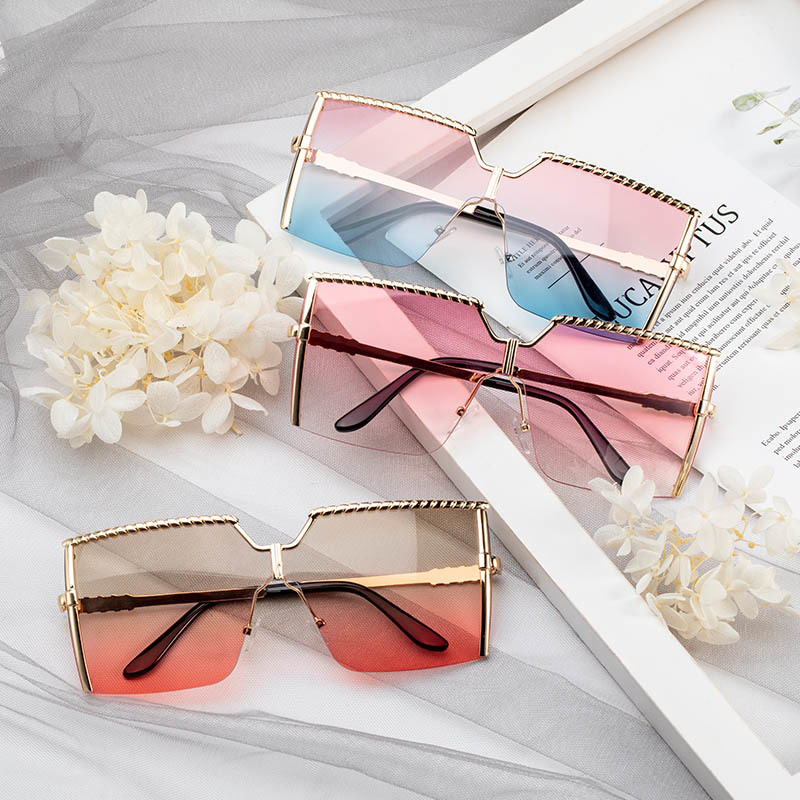 

Square 2021 Oversized Women Sunglasses Fashion Luxury Brand Designer Sun Glasses lunette de soleil femme