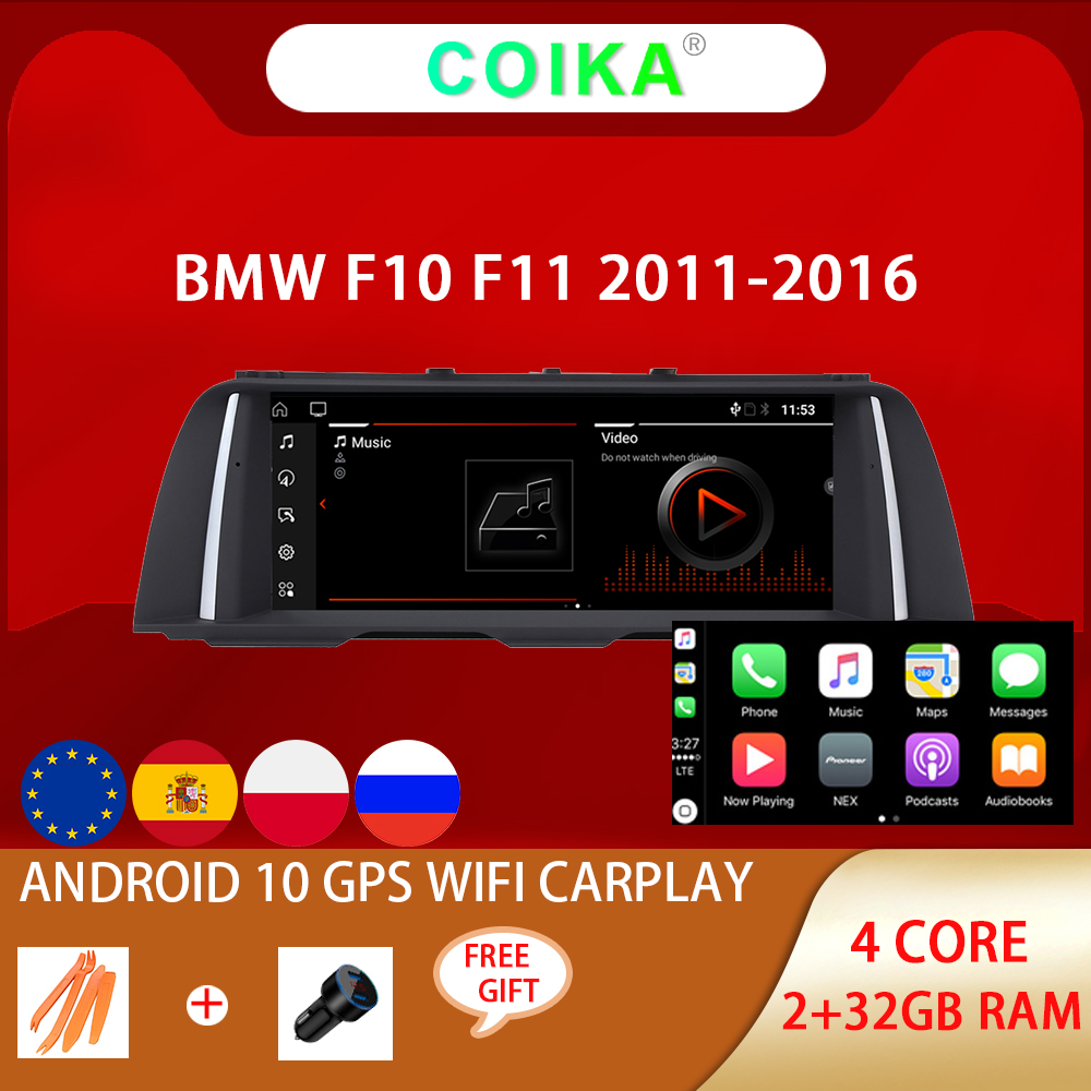 

Andriod 10 System Car DVD player Radio Carplay For BMW F10 F11 2011-2016 WIFI 2+32GB RAM Touch Screen GPS Navi Stereo Multimedia