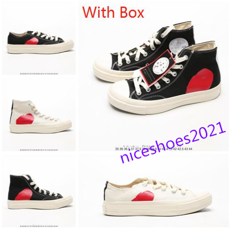 

2021 Mens Man Classic Canvas COMMEs des GARCONS PLAY Chuck Casual Shoes for girl Tayler Vulcanized Boy Skateboarding Womens Skate size 35-44, Black