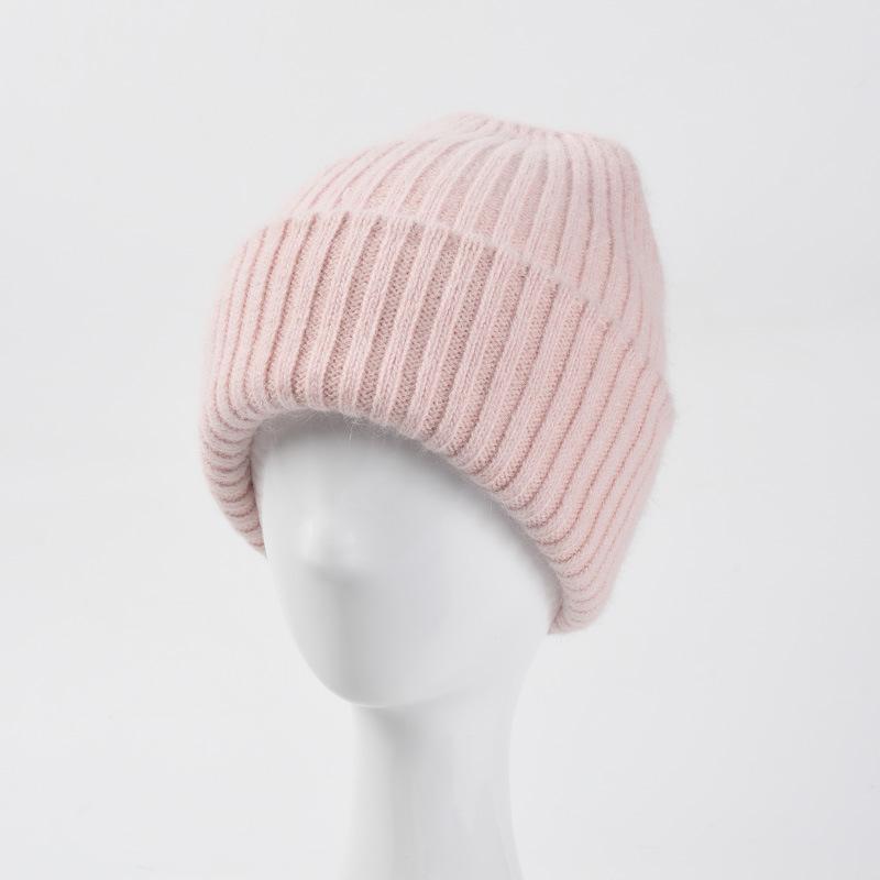 

Beanies MYALICE Fashion Unisex Solid Color Real Fur Winter Hat For Woman Knit Autumn Warm Striped Woolen