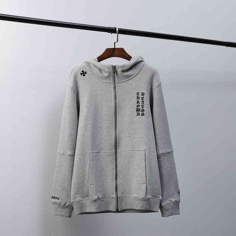 

Chome heartCross Leather Sanskrit alphabet embroidery Plush Hoodie for men and women hoodie, Black